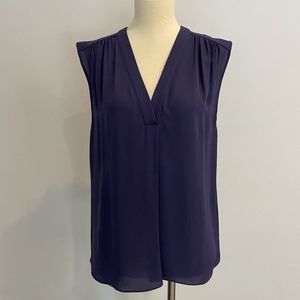 Rebecca Taylor blue v-neck sleeveless silk blouse